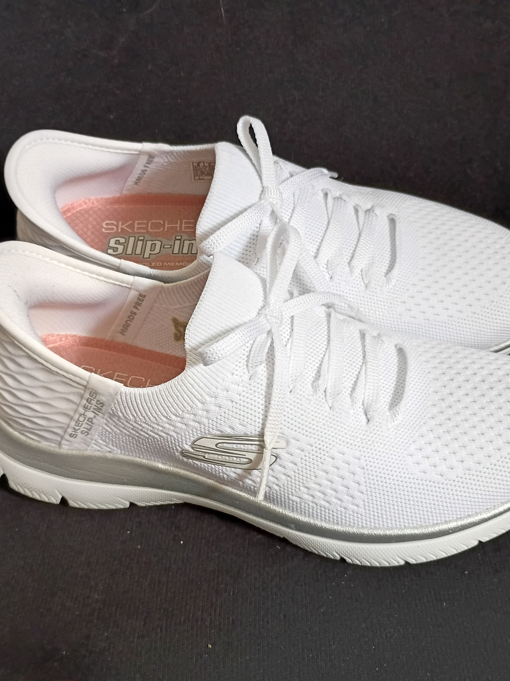 *BRAND NEW/NO BOX* Skechers Women's White Slip-In Knit Walking Shoes